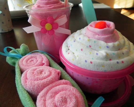 Gift Combo - Receiving Blanket Milkshake, Onesie Sundae & Washcloth Pea Pod