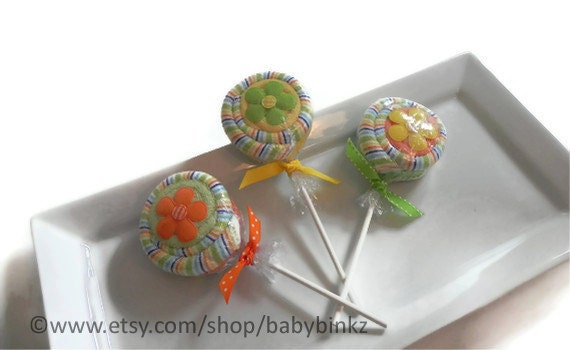 3 x Washcloth Lollipops - Unique Baby Gifts & Favors boy girl neutral infant washcloth