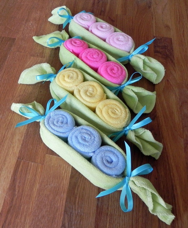 Baby Washcloth Pea Pod - Unique Baby Shower Gifts and Favors infant washcloth cute boy girl neutral