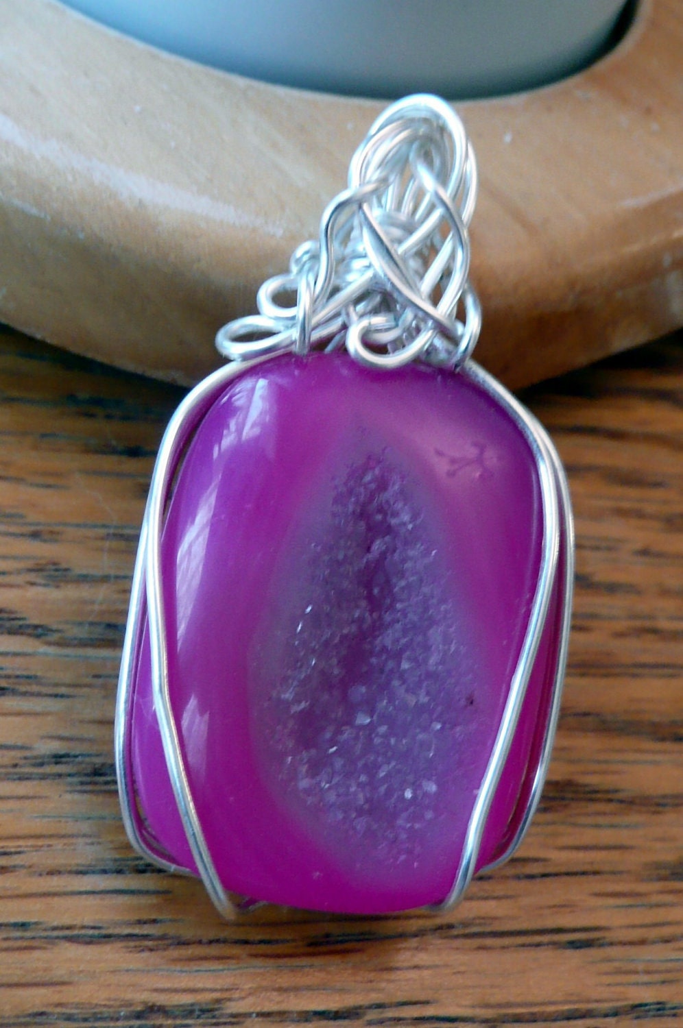 Wire Wrapped Cobalto Calcite Druzy