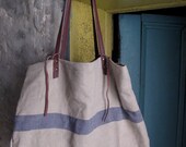 4-Corner Extra Large Recycled Canvas and Leather Tote