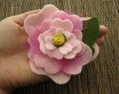 Pretty in pink eco friendly felt and tulle headband flower clip or pin