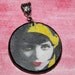 Clara Bow altered art pendant