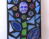 15% OFF SALE ACEO Mosaic:  Baby Flower Stained Glass Mixed Media Mosaic
