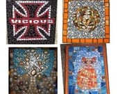 DEPOSIT:  Medium Made to Order Mosaic Art Stained Glass or Mixed Media Table Wall Hanging
