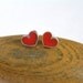 Silver Earrings - Red Heart Studs - Sterling Silver and Resin - Valentine