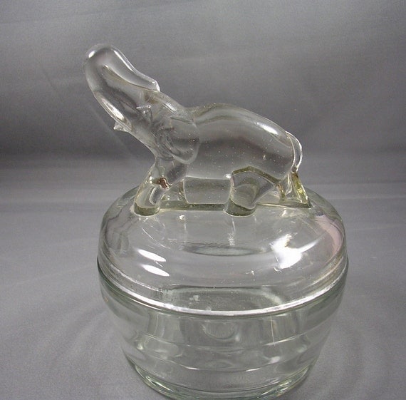 Antique Powder Jar with Elephant or by on Etsy