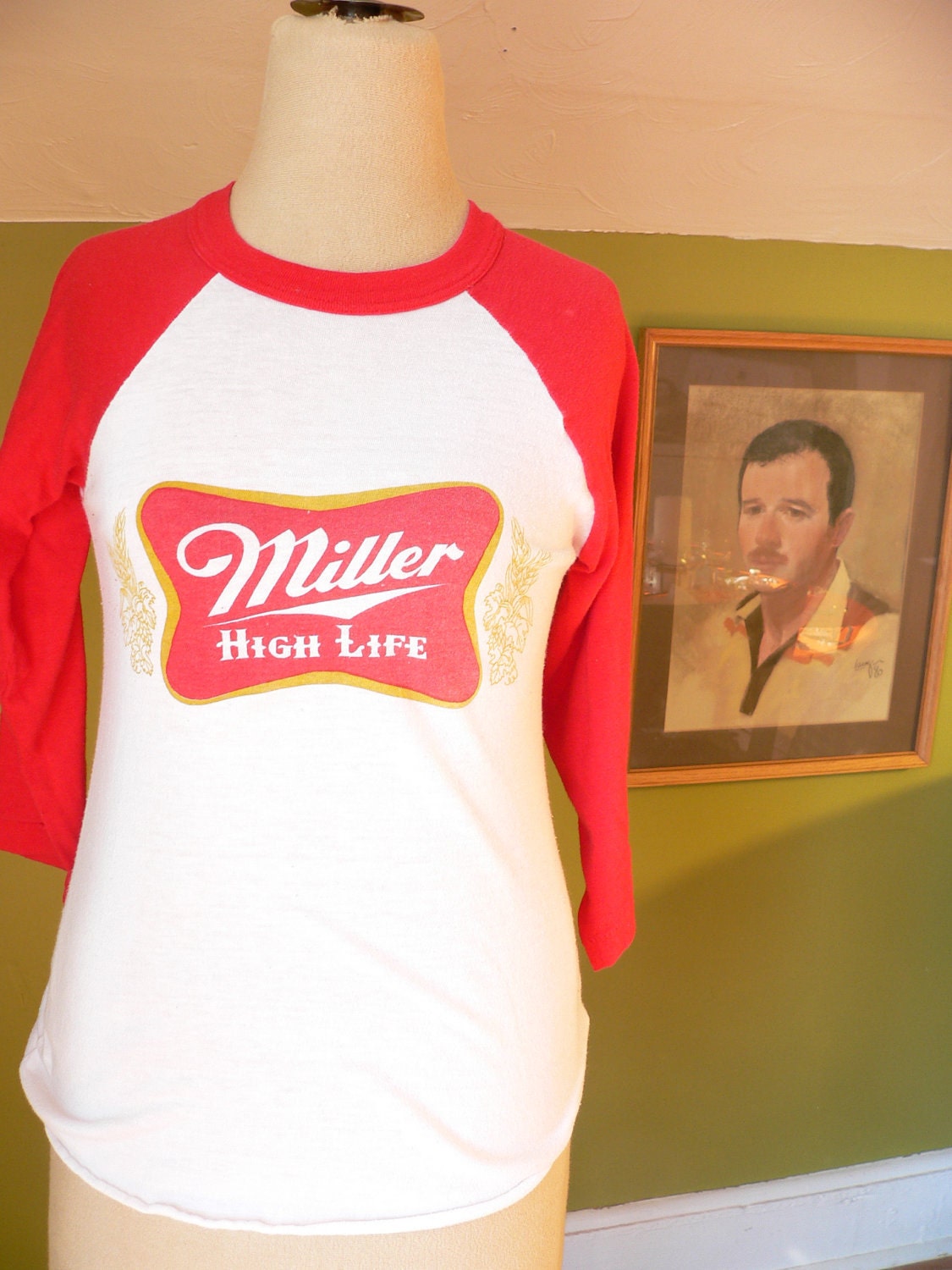 Miller High Life VINTAGE BEER Raglan TSHIRT Ladies small
