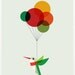 Hummingbird with Colourful Balloons - A3 Print