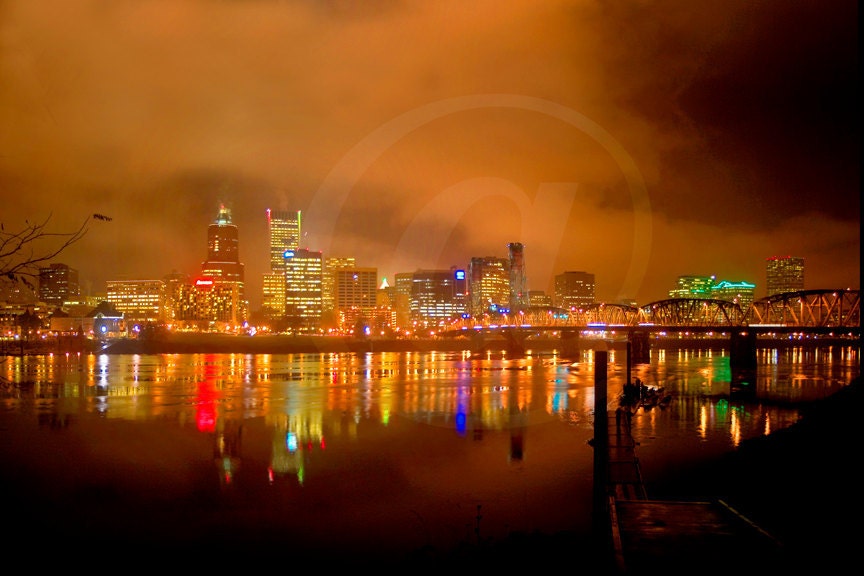 8x12 Archival Print "Portland Skyline in November" Portland, Oregon