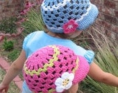 PDF Instant Download - Crochet  Pattern 011 - Visor Beanie Hat - from 0-6 months to 4- 10 years, which also fits adult.