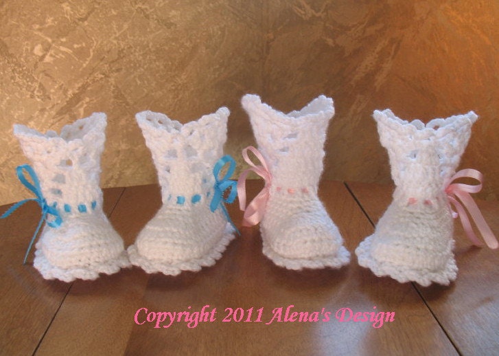 PDF Instant Download - Crochet Pattern 029 - White Lace Top Booties