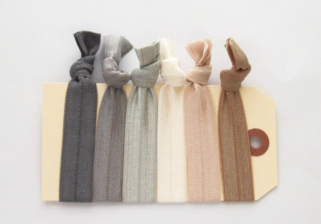 elastic hair ties light neutrals hair accessories set of 6