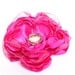 Flower Hair Clip Fuchsia Hot Pink Flower Singed Satin and Organza