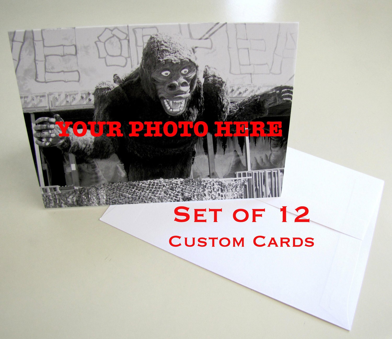12 Custom Photo Card Set - Custom Order Photo Greetings /Note Cards with Envelopes (Each 4.25 X 5.5)
