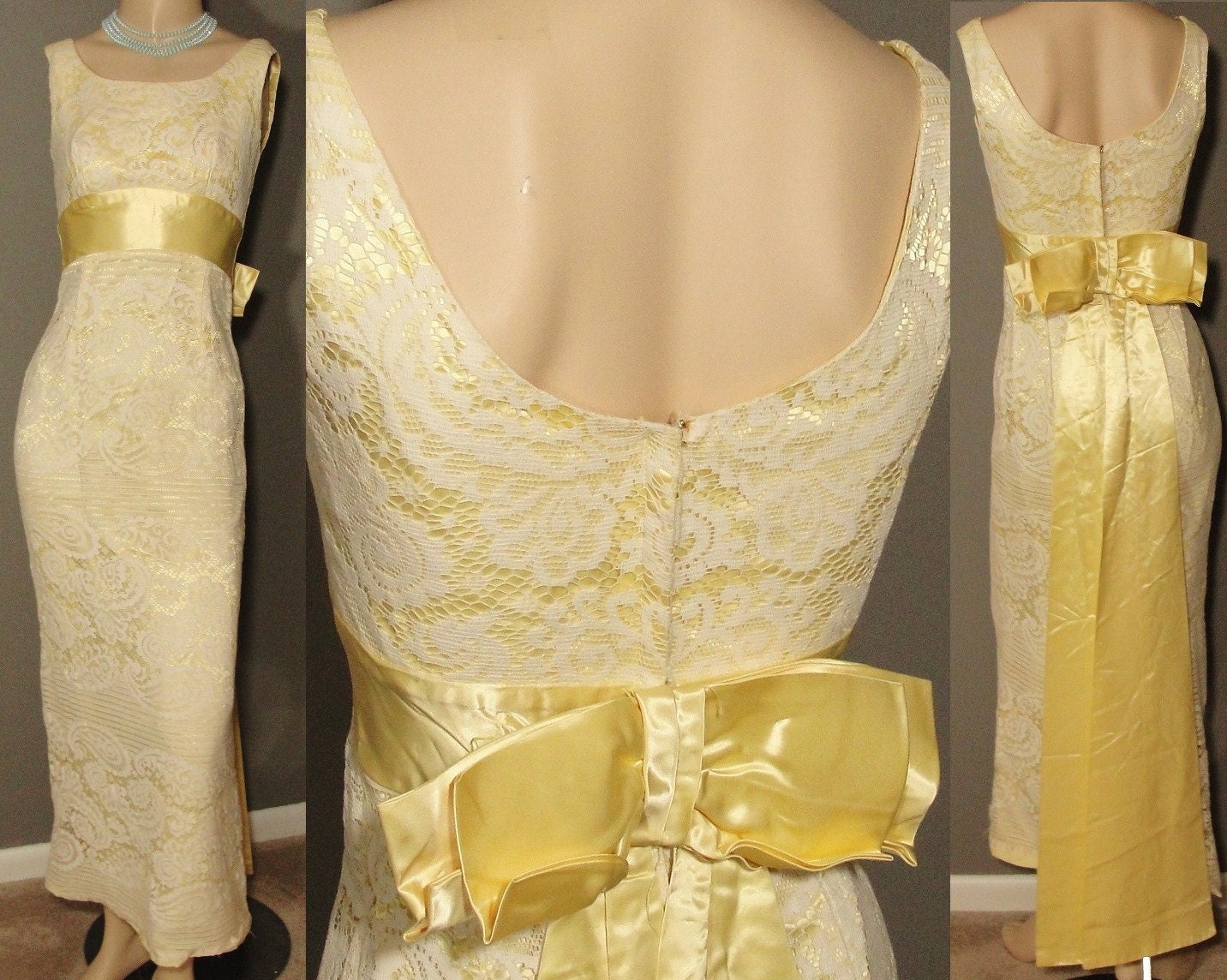 LACE & LEMON Satin Back Sash Bow Maxi Wiggle Dress XS