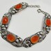 1920s German Arts & Crafts Bracelet Sterling Silver Amber Carnelian Stones Figural Grapes Leaves Art Deco Nouveau