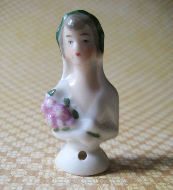 Antique Half Doll German Pincushion Bride rare
