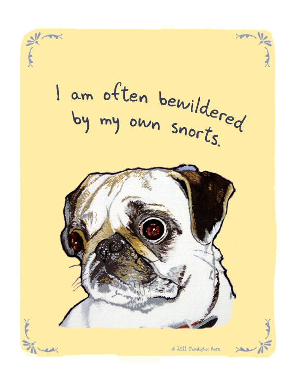 Pug snorting 8x10 print of Original Painting