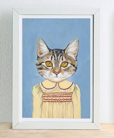 Framed Fine Art Print - Margaret - Cats In Clothes by Heather Mattoon