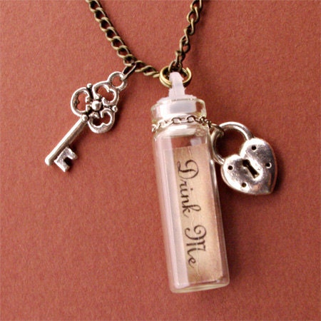 Alice In Wonderland Bottle Vial Necklace Drink Me