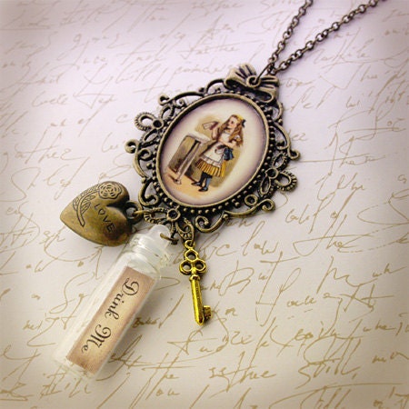 Alice In Wonderland Bottle Vial Necklace Drink Me
