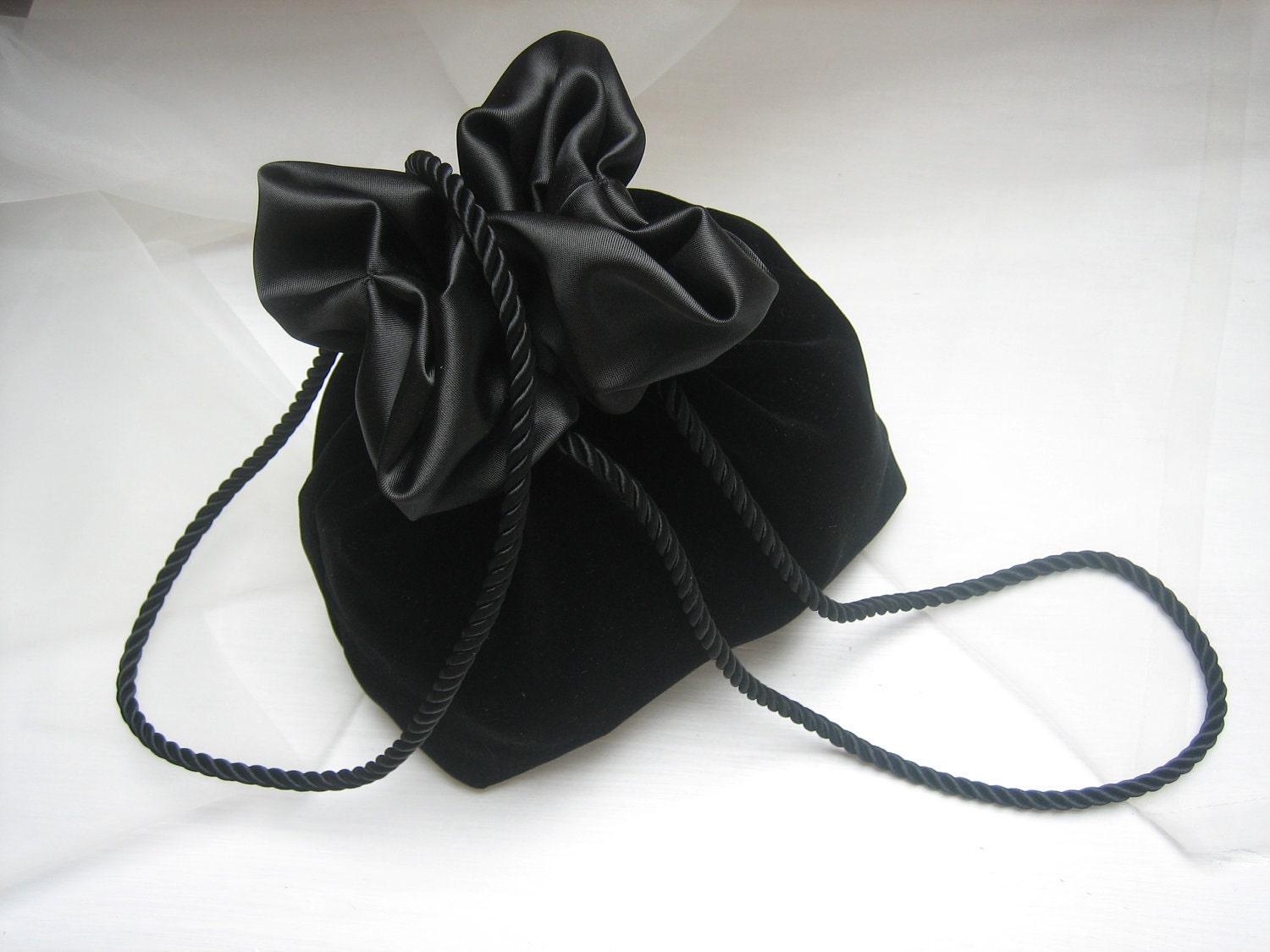 Evening Wristlet. Little Black Velvet and Silk Festive Purse. Made to order.