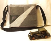 Big Grey Messenger men's bag / Cross Body Bag for men. Travel bag. Patchwork. Recycled. Made to order.