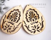 6 PCS - 52x35mm Pretty Nature Color Peacock's Feather With Teardrop Wooden Charm/Pendant MH031 11
