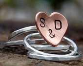 Rustic Romance - Personalized - Sterling Silver Stacking Ring Set  - Custom Size