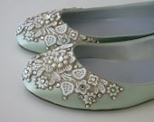 Spring Garden Bridal Ballet Flats Wedding Shoes - Any Size - Pick your own shoe color and crystal color