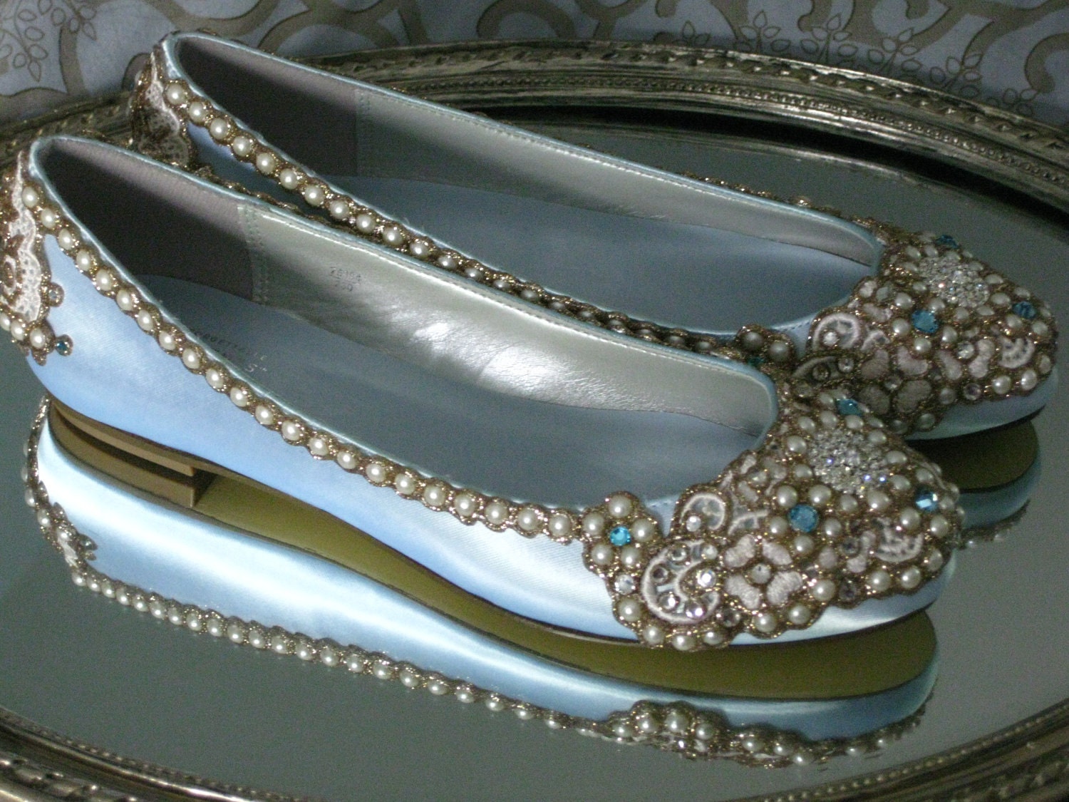 Royal Satin Bridal Ballet Flats Wedding Shoes - Any Size - Pick your own shoe color and crystal color