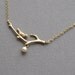 Bird branch necklace, 14K matte gold plate, cream swarovski pearl, 16K gold plated chain