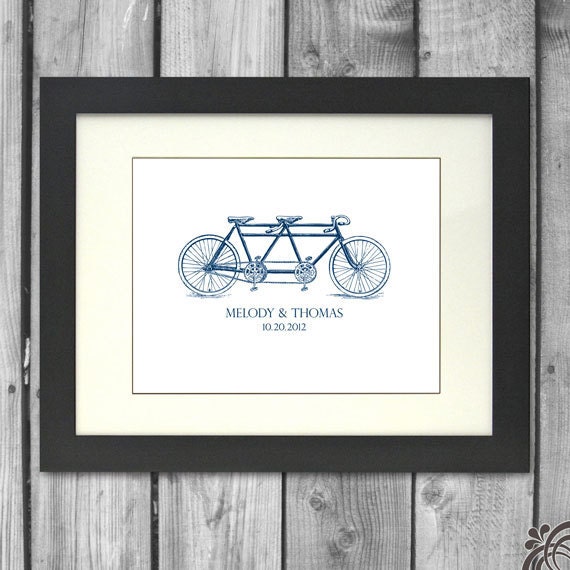 11x14 Tandem Bicycle Personalized Art Print