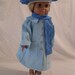 18" Fashion Doll Blue Coat, Hat & Scarf Set