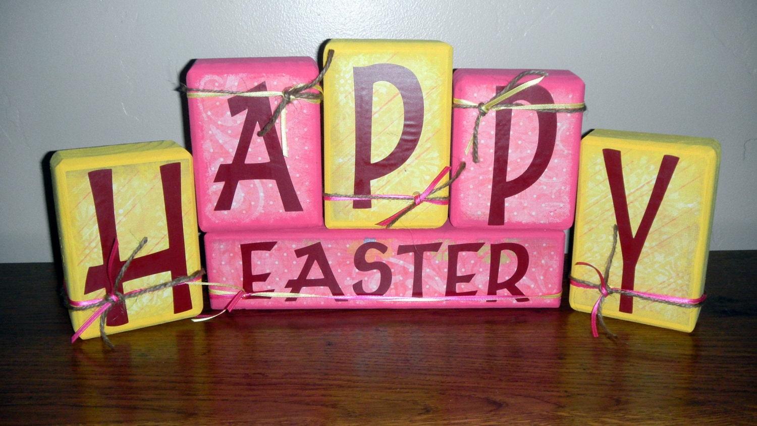 HAPPY EASTER Blocks - Great Spring/Easter Decoration - SALE