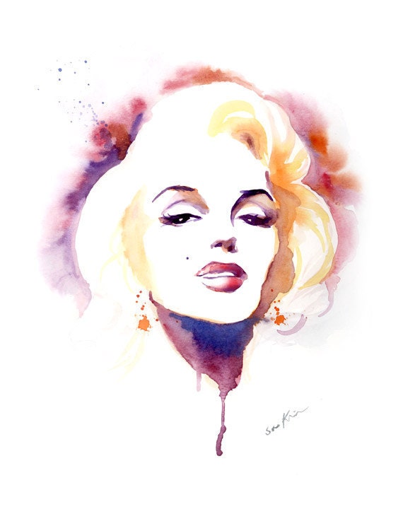 Marilyn Monroe - Watercolor Art Print 9x12