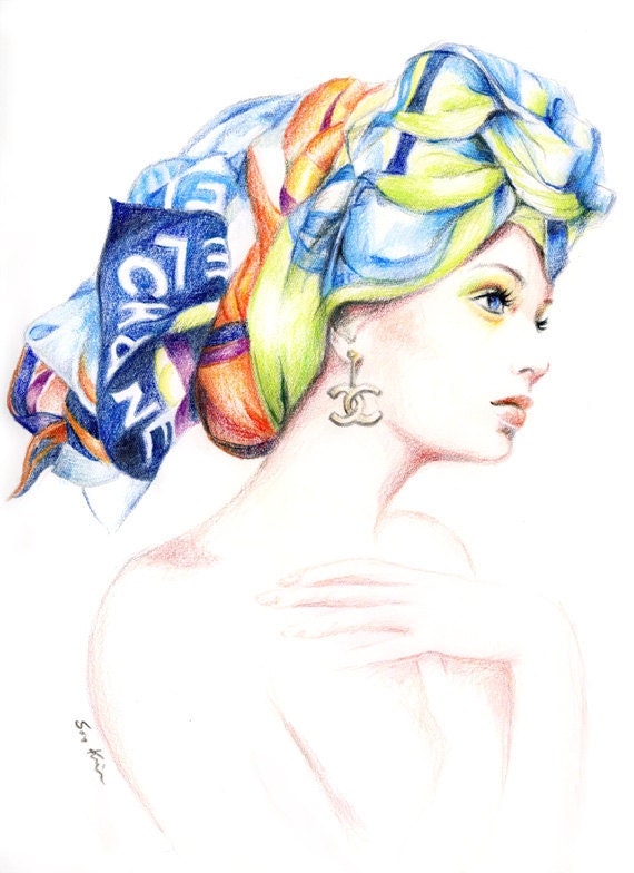 Chanel Scarf - Print of Original Fashion Inspired Illustration