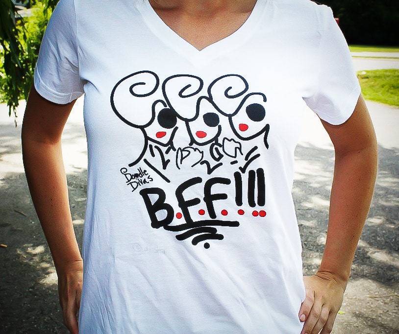 Doodle Divas BFF Womens/T-shirt (V-neck/crew neck/scoop neck/tank/white)
