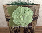Celery Green - Peony Wool Felt Flower Headband - PIXIE PEONY  - Infant, Toddler, Girl, Teen, Photo Prop