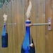 2 Cobalt Blue Wine Bottle Tiki Torches - Outdoor Lighting - Hanging Lantern - Hurricane Lamp -