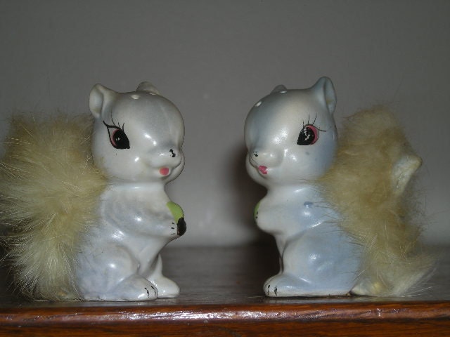 1960's Vintage Enesco Squirrel Salt and Pepper Shakers