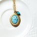 Locket Necklace, Antique Locket, Blue Cameo Locket, Victorian Minimalist, Gold, French Blue