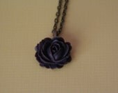 Midnight Full Rose Necklace -- Antique Gold