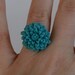 Marine Blue Mum Ring -- Silver Tone