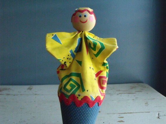 Cone Puppet Hiding Clown on a Stick Peek A Boo by KTsAttic on Etsy