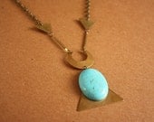 Geometric Turquoise Moon Necklace