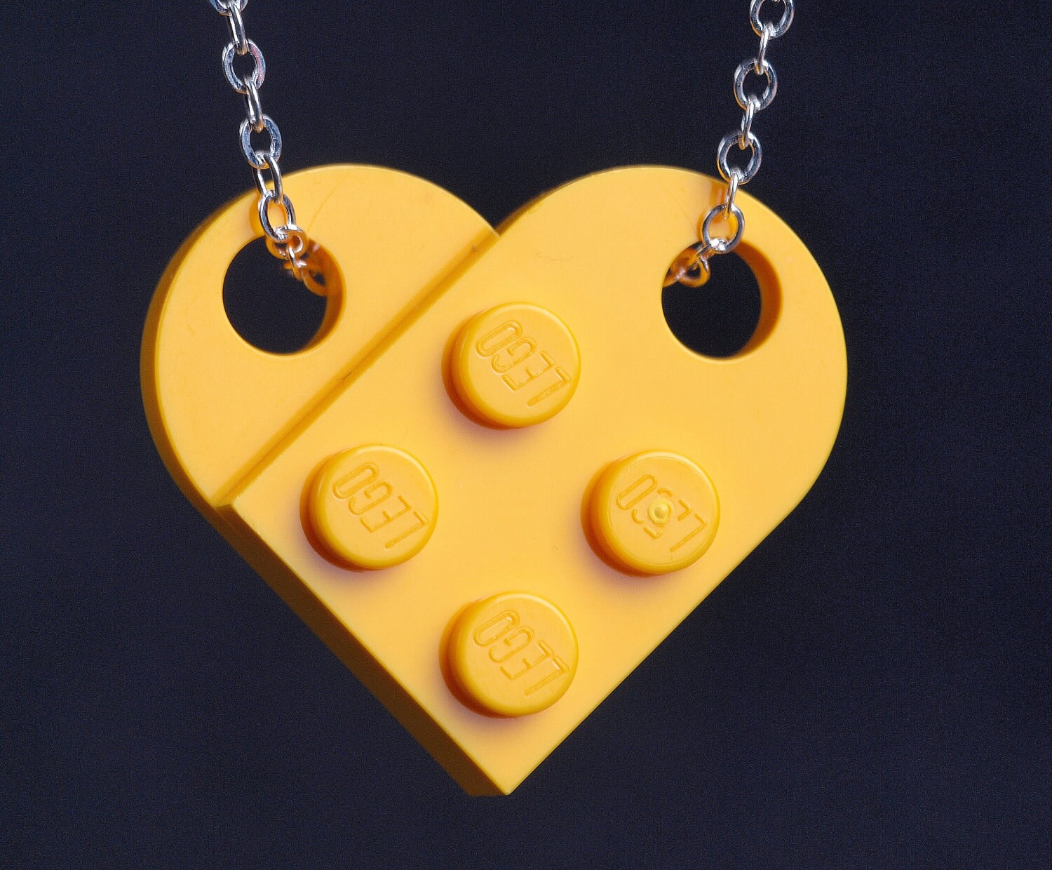 Yellow heart LEGO necklace by brickheads on Etsy