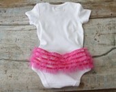 White Onesie with Hot Pink Ruffle Tush . . . Pick your size