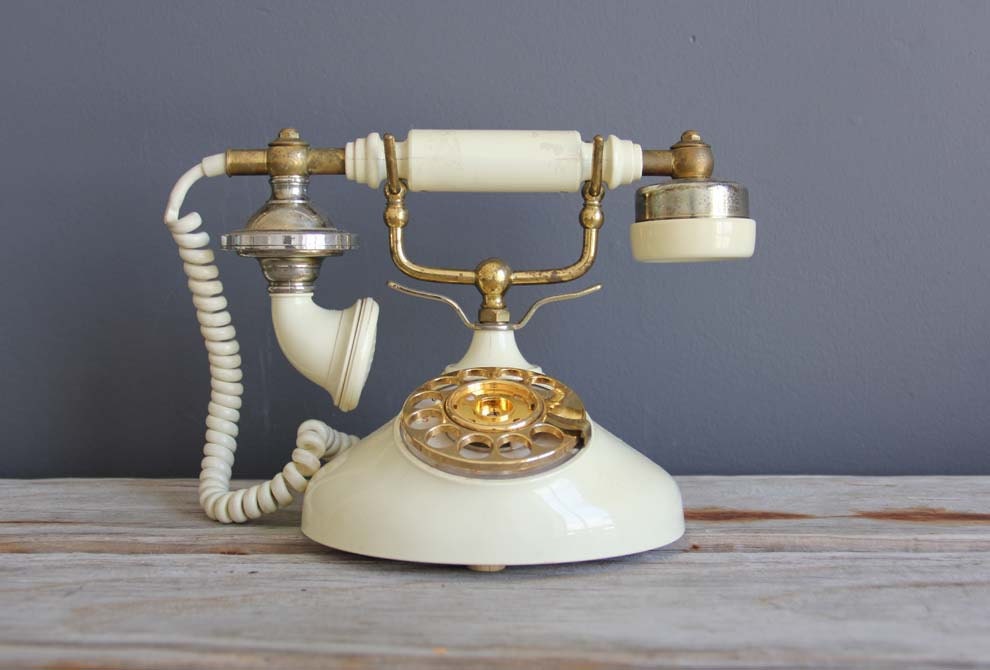 Cream French Rotary Princess Phone